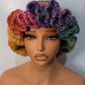Colorful Crochet Ruffled Hat